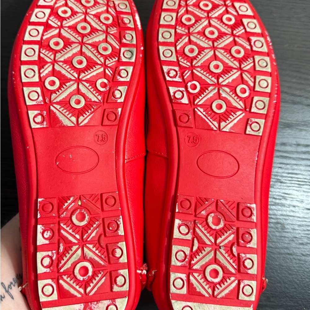 Men’s Red Leather Slip-On Loafers with Silver Bit Hardware - Picture 6 of 6